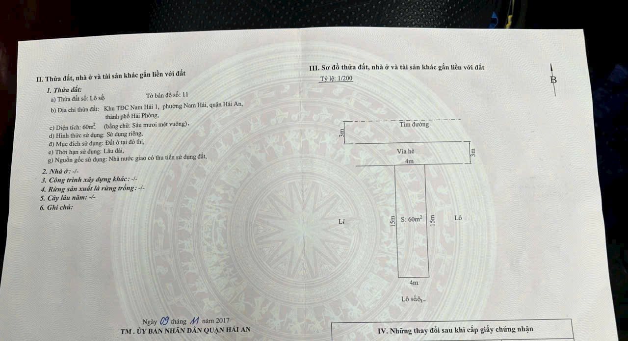 Đất Tái định cư Nam Hải 1, Hải An 60m² giá 2.61 tỷ - Đường nhựa 12m, gần nhiều tiện ích!