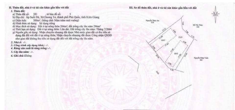 Đất 2 mặt tiền tại Suối Đá, Phú Quốc 500m² giá 3.6 tỷ - Cơ hội đầu tư sinh lời!