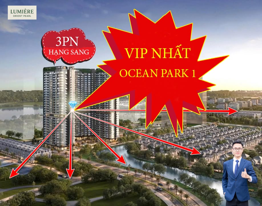 Căn hộ 3 phòng ngủ Lumiere Orient Pearl 93m² - View hồ Ngọc Trai tuyệt đẹp!