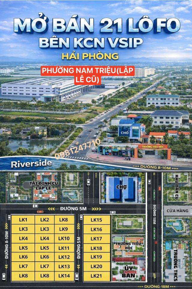 Đất nền ven KCN VSIP Hải Phòng 55m² giá 1 tỷ - Đầu tư tiềm năng ngay hôm nay!