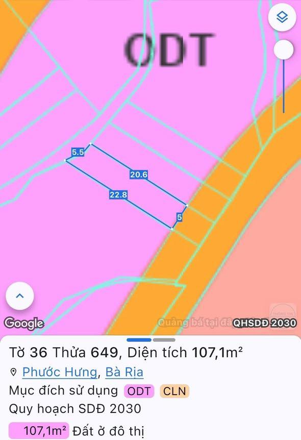 Đất thổ cư Phước Hưng, Thủ Đức 107m² giá 2.89 tỷ - Mặt tiền đường nhựa mới!