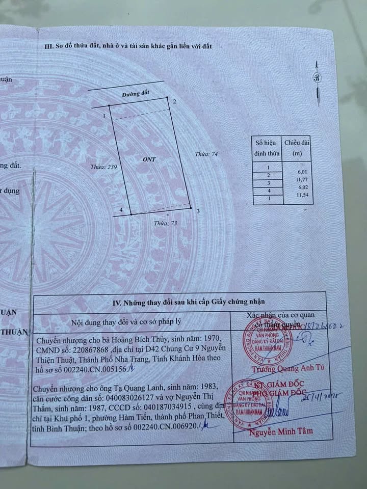 Đất thổ cư Thôn Dân Hiệp, Hàm Thuận Nam 69.9m² giá 350 triệu - Cơ hội đầu tư tuyệt vời!