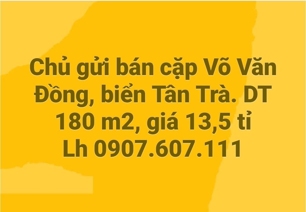 Đất nền đường Võ Văn Đồng, Đà Nẵng 180m² giá 13.5 tỷ - Đầu tư sinh lời tốt!