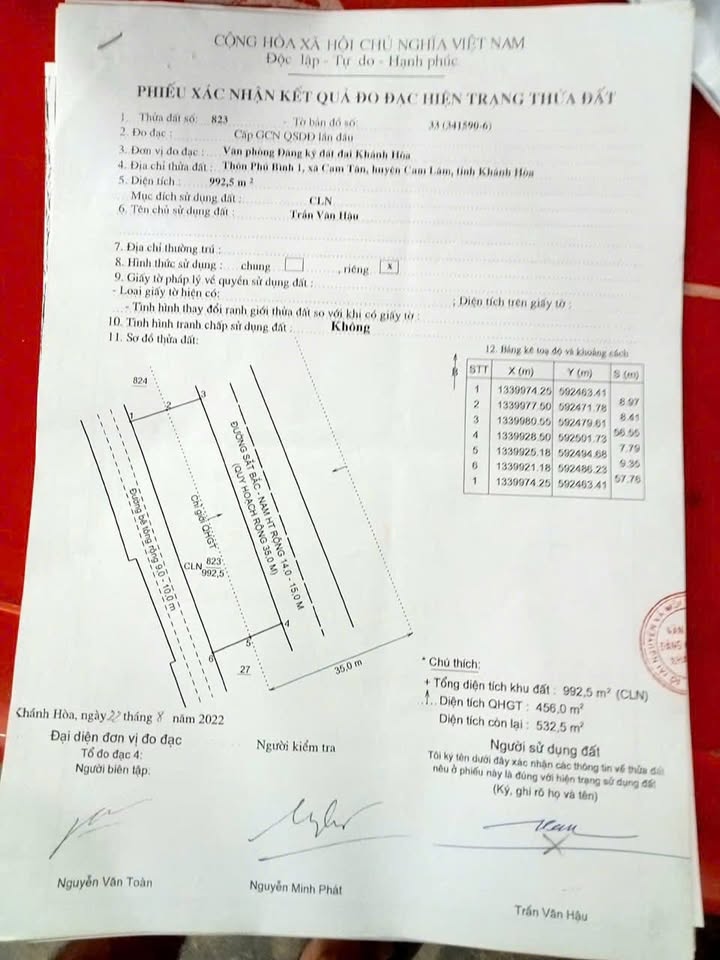 Đất nền Cam Tân 992,5m² giá 600 triệu - Đường rộng, gần chợ, nhà ga!