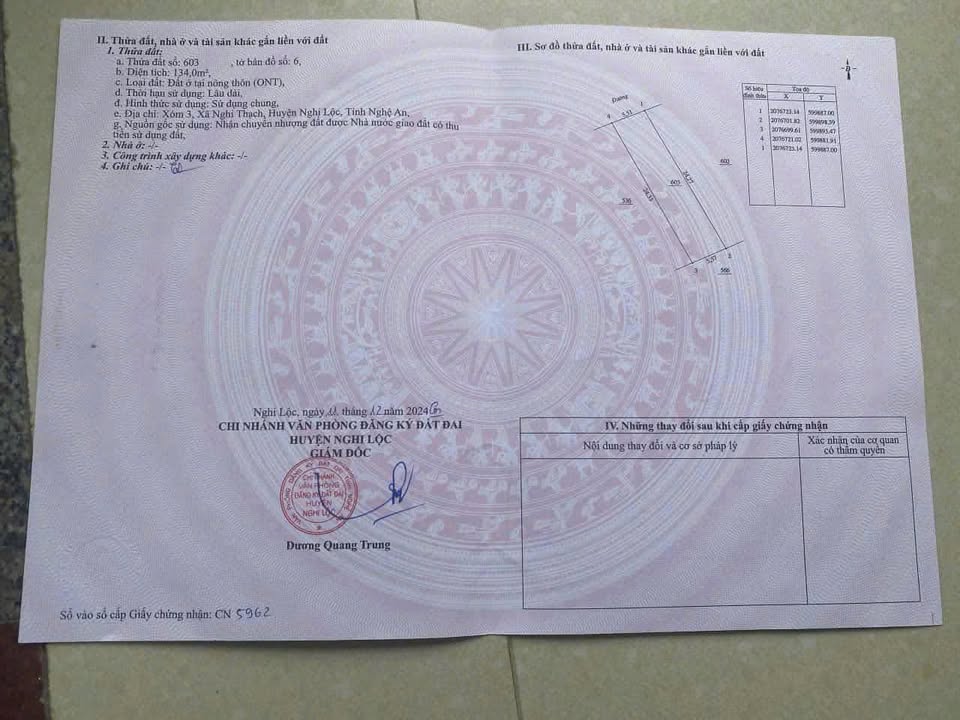 Đất thổ cư Nghi Thạch, Nghi Lộc 134m² giá 1.85 tỷ - Đường rộng ô tô tránh nhau!