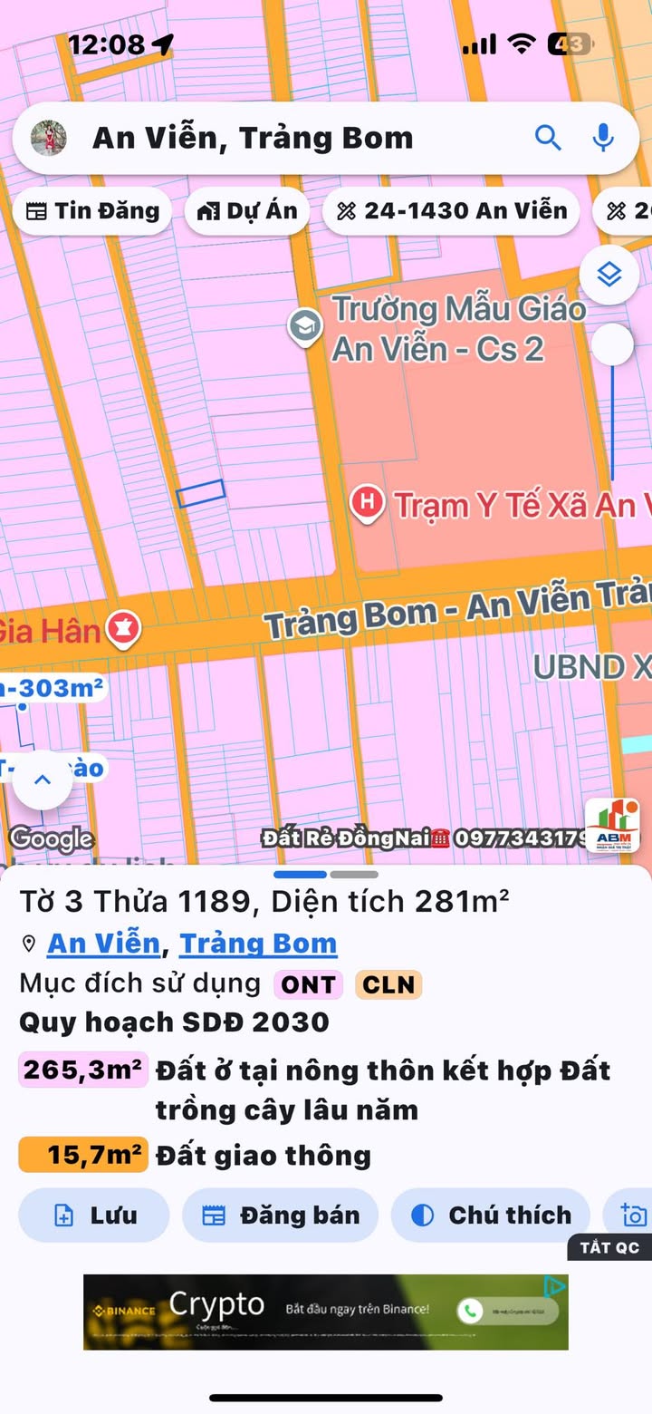 Đất nền An Viễn, Trảng Bom 280m² giá 280 triệu - Cơ hội đầu tư hấp dẫn!