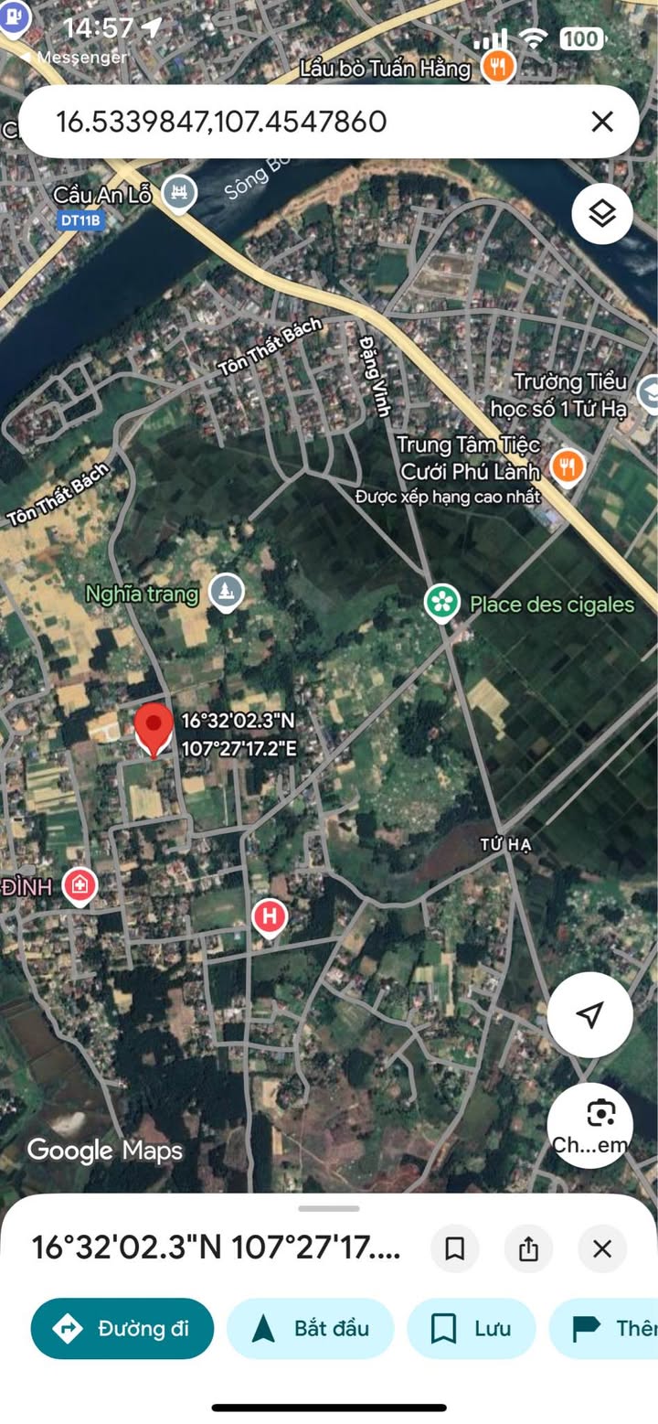 Đất Phường Tứ Hạ, Thị xã Hương Trà 129.6m² giá 600 triệu - Đầu tư sinh lời ngay!