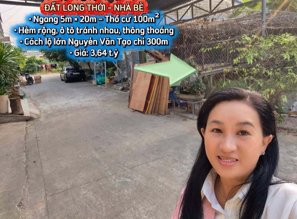 Đất Long Thới, Nhà Bè 100m² giá 3.64 tỷ - Sổ hồng chính chủ, khu vực thông thoáng!