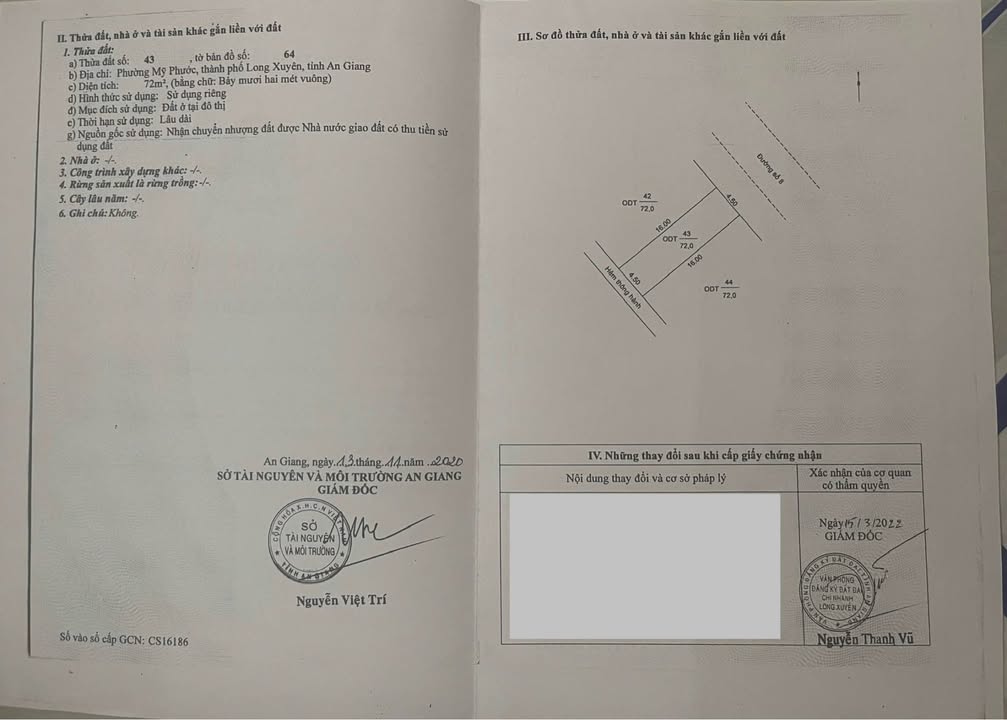 Đất nền Khu Tây Đại Học Long Xuyên 72m² giá 1 tỷ - Chính chủ bán gấp!