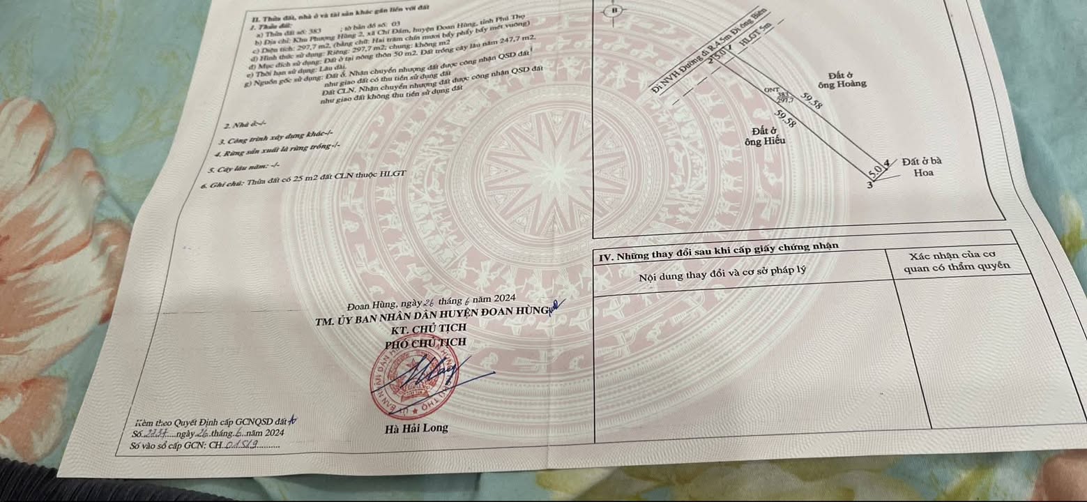 Đất nền Phường Hùng Vương, Thị xã Phú Thọ 297m² - Mặt tiền 5m, sổ đỏ chính chủ!