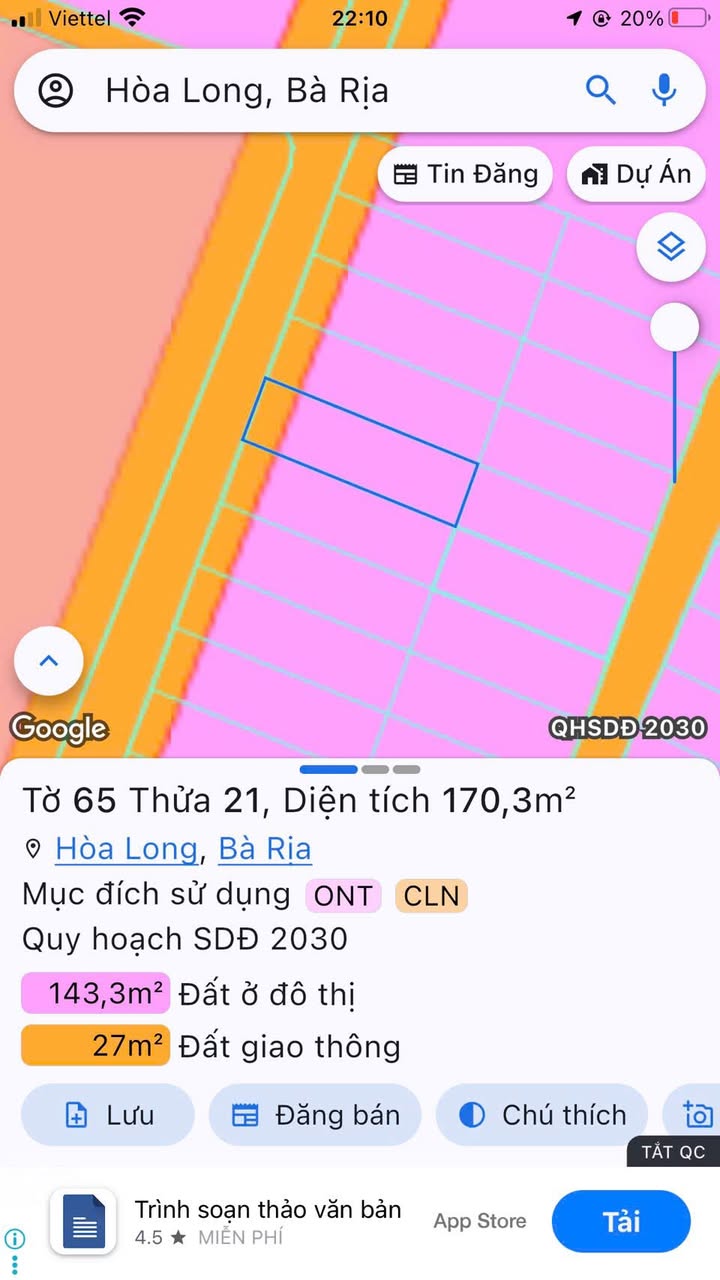 Lô Đất Đẹp Tại Hoà Long, Bà Rịa - Vũng Tàu 168m² - Pháp lý rõ ràng, giá tốt!