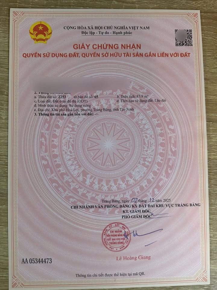 Đất thổ cư Hòa Lợi, An Hòa 80m² giá 550 triệu - Đường đất thông 2 mặt tiền