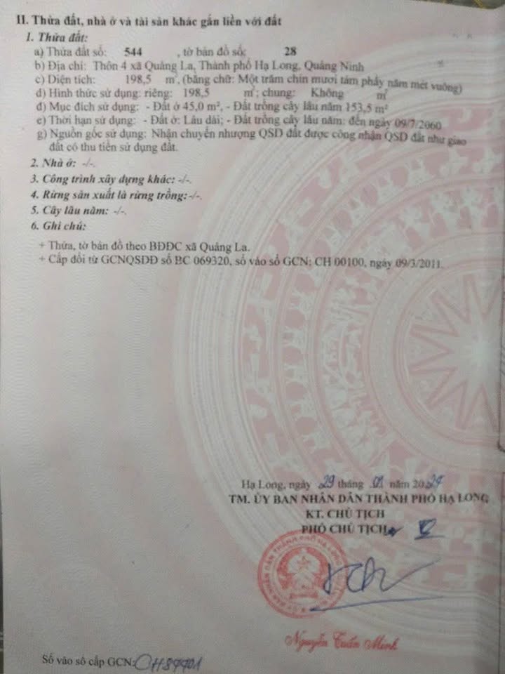 Đất thổ cư thôn 4 xã Quảng La Hạ Long 198.5m² giá 500 triệu - Mặt đường 279 rộng rãi!