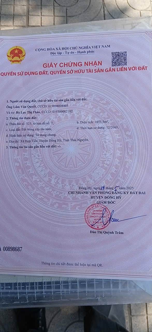 Đất nền 1073m² tại xã Hợp Tiến, Đồng Hỷ - Đầu tư sinh lời ngay!