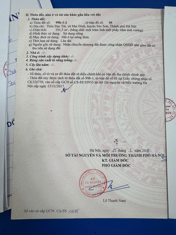 Đất nền Đạc Tài, Sóc Sơn 101m² giá chỉ 300 triệu - Đầu tư sinh lời ngay!