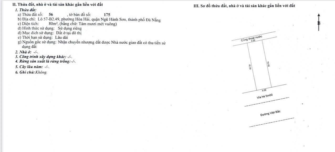 Đất nền đường Việt Bắc Q. Ngũ Hành Sơn 80m² giá 5 tỷ - Đầu tư sinh lời ngay!