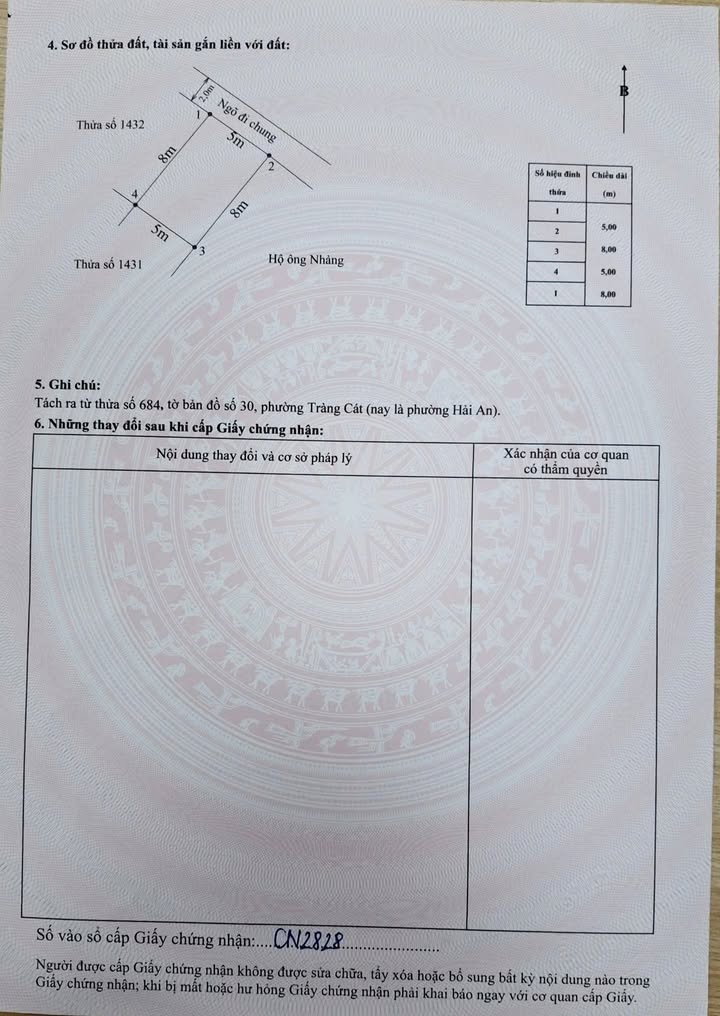Đất nền Cát Vũ - Tràng Cát 40m² giá 1.2 tỷ - Vị trí đắc địa gần mặt đường