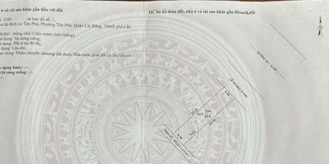 Đất nền KDC Tân Phú, Cần Thơ 90m² giá 2.2 tỷ - Sổ hồng chính chủ!