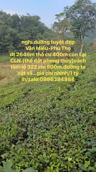 Đất Farm Văn Miếu, Phú Thọ 2646m² giá 1 tỷ - Thế đất phong thủy tốt!