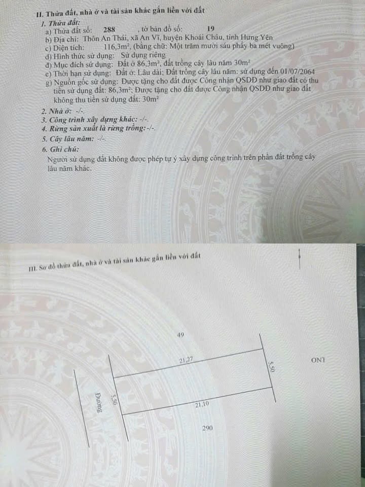 Đất thổ cư Thôn An Thái, Khoái Châu 116m² giá 4.07 tỷ - Đầu tư sinh lời hấp dẫn!