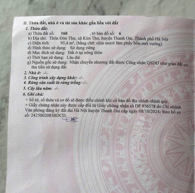 Đất nền lô góc 95m² tại Thôn Đôn Thư, Kim Thư chỉ từ 4x triệu/m² - Tiềm năng kinh doanh vượt trội!