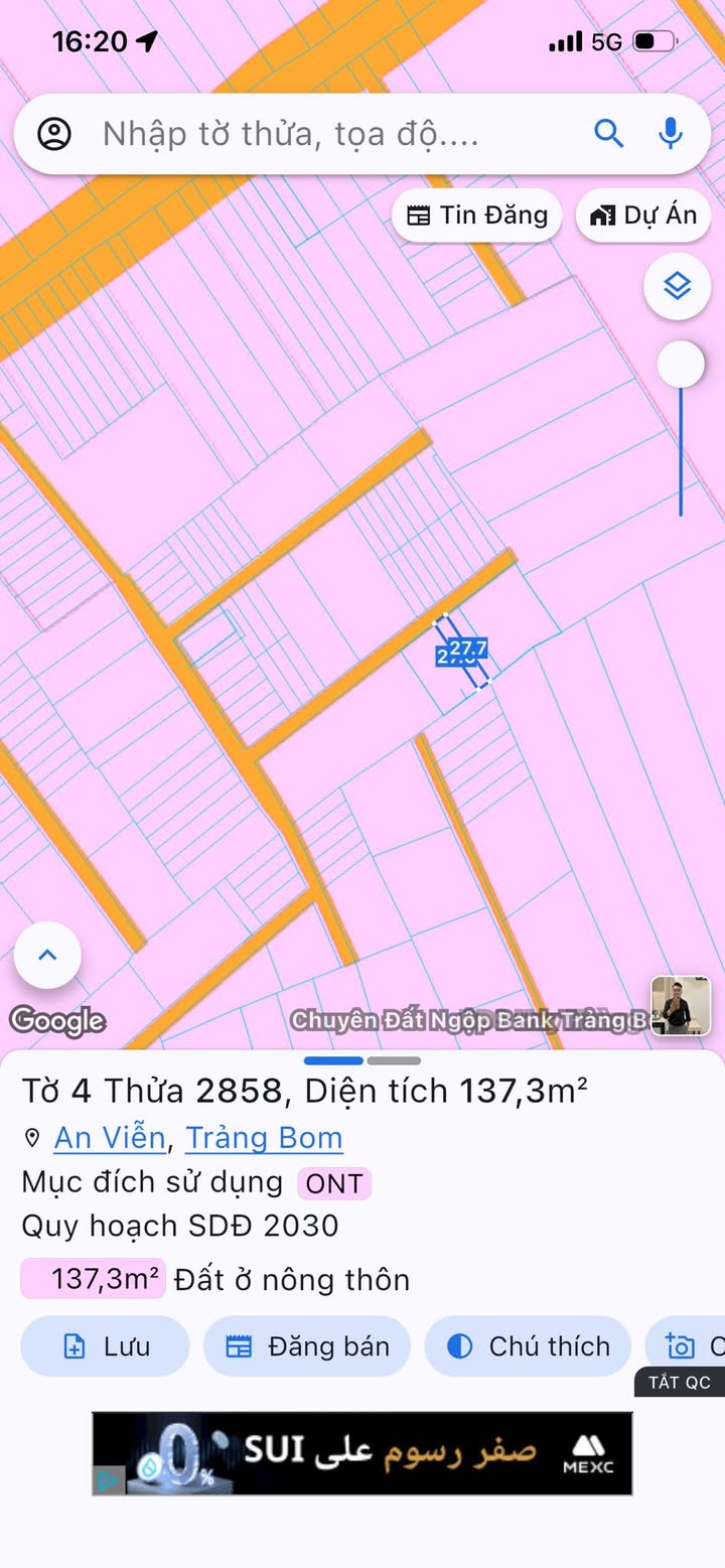 Đất thổ cư 135m² Trảng Bom giá chỉ 1.2 tỷ - Cơ hội đầu tư hấp dẫn!