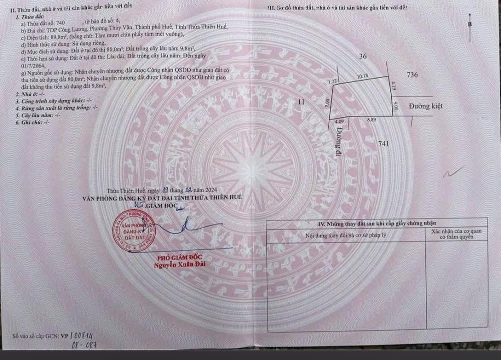 Đất nền Thủy Vân 89m² giá 1.39 tỷ - Ô tô vào tận nơi!