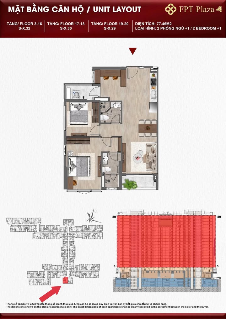 Căn hộ FPT Plaza4 Đà Nẵng 77,46m² giá 4,86 tỷ - Miễn phí quản lý 2 năm!