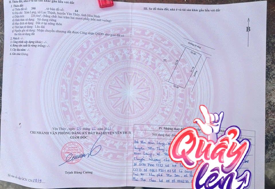 Đất thổ cư lô góc 220m² Xã Yên Trị - Cơ hội đầu tư tuyệt vời!