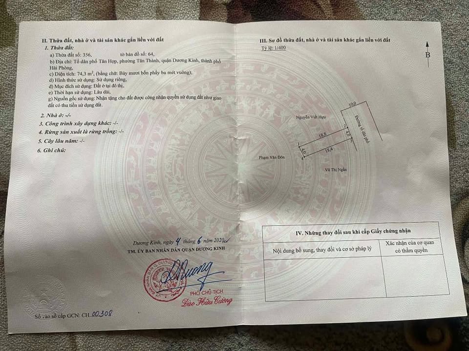 Bán đất ngõ 183 Tân Thành, Dương Kinh 74.3m² giá chỉ 1.9 tỷ - Pháp lý rõ ràng!