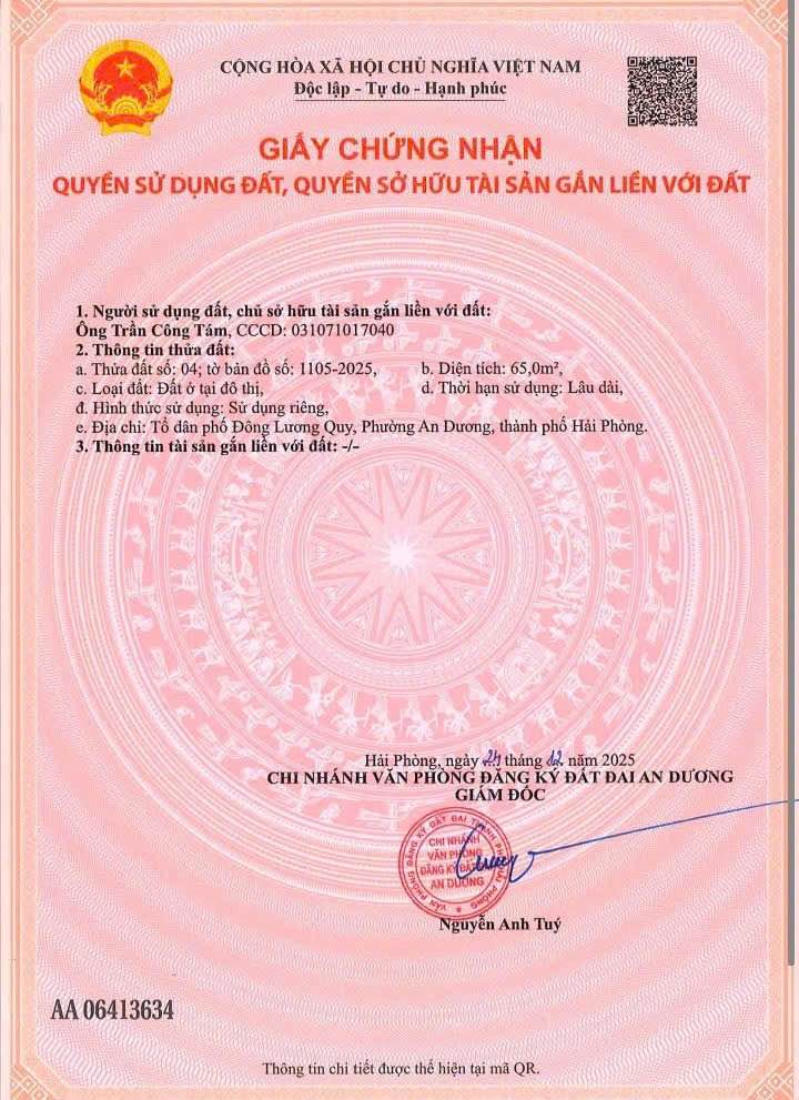 Đất nền Lương Quy, Hải Phòng 65m² giá 2 tỷ - Cơ hội đầu tư hiếm có!