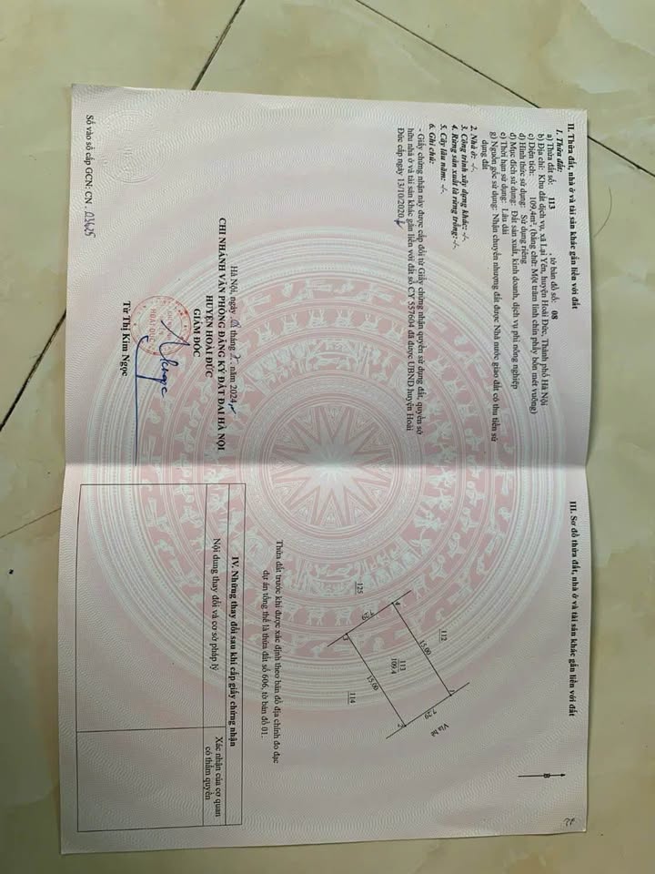 Đất dịch vụ Lại Yên Huyện Hoài Đức 109m² giá 13.128 tỷ - Vị trí đẹp, đầu tư sinh lời!