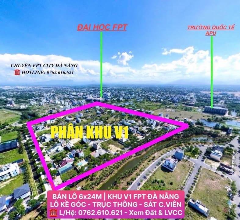 Đất nền Khu V1 - FPT City Đà Nẵng 144m² giá 6.x tỷ - Gần Đại học FPT và công viên