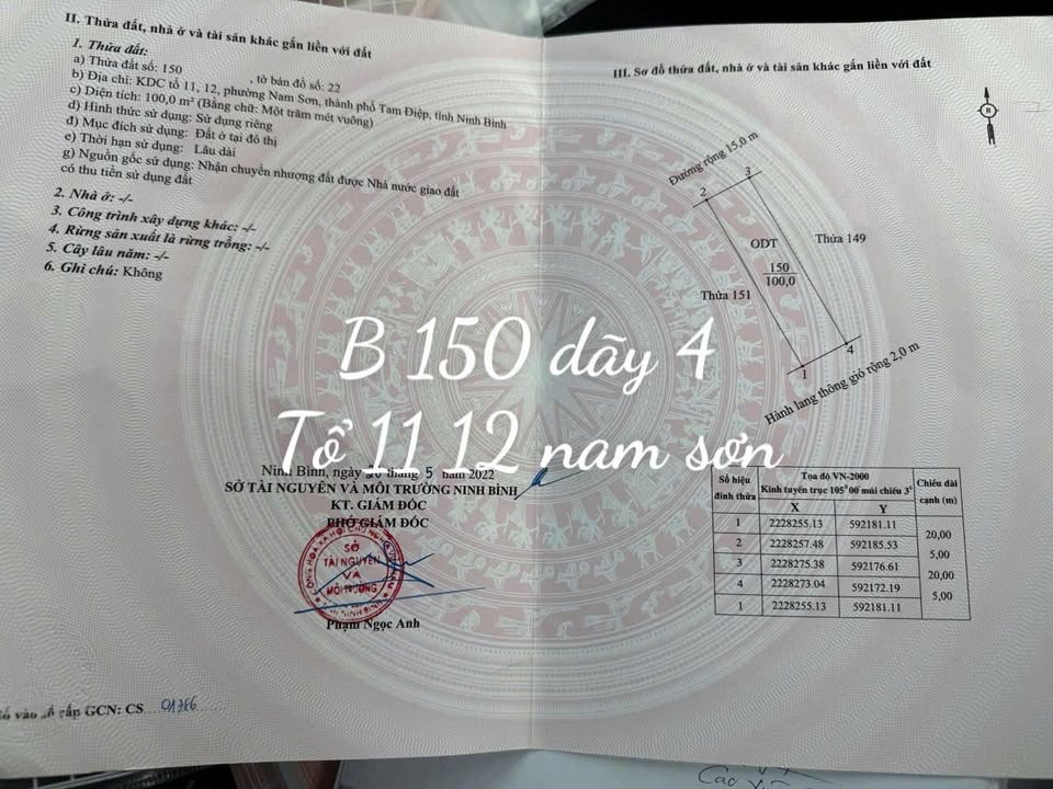 Đất nền phân lô Trung Sơn, Tam Điệp 100m² giá 1.1 tỷ - Cơ hội đầu tư tuyệt vời!