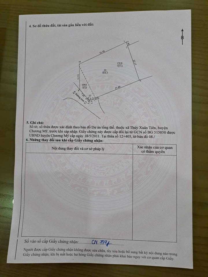 Đất nền 814m² tại xã Thủy Xuân Tiên, Chương Mỹ - Chính chủ cần bán gấp!