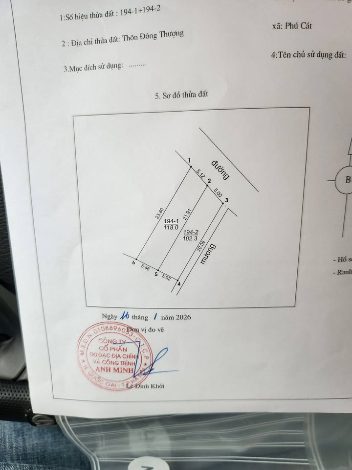 Đất nền xã Đông Yên, Phú Cát, 102m² giá chỉ 100 triệu - Cơ hội đầu tư hấp dẫn!