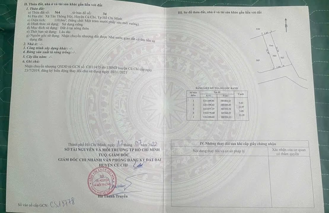 Đất thổ cư 110m² Tỉnh Lộ 2, Củ Chi - Giá 1.8 tỷ, Bớt lộc cho khách thiện chí!