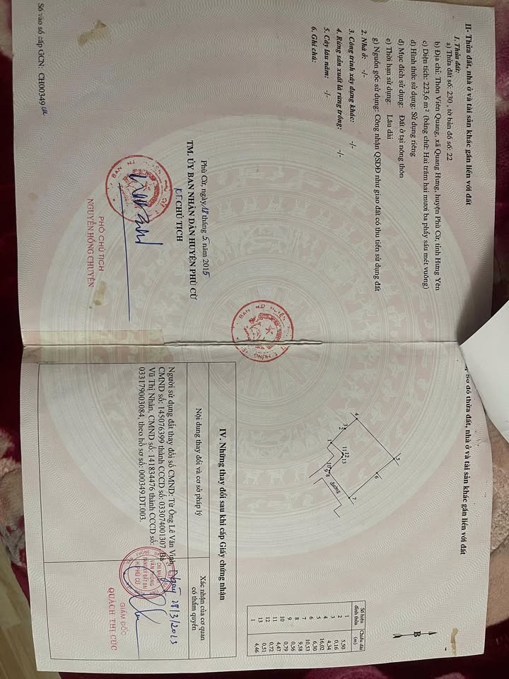 Đất thổ cư Phù Cừ Hưng Yên 223,6m² giá thỏa thuận - Sổ đỏ chính chủ