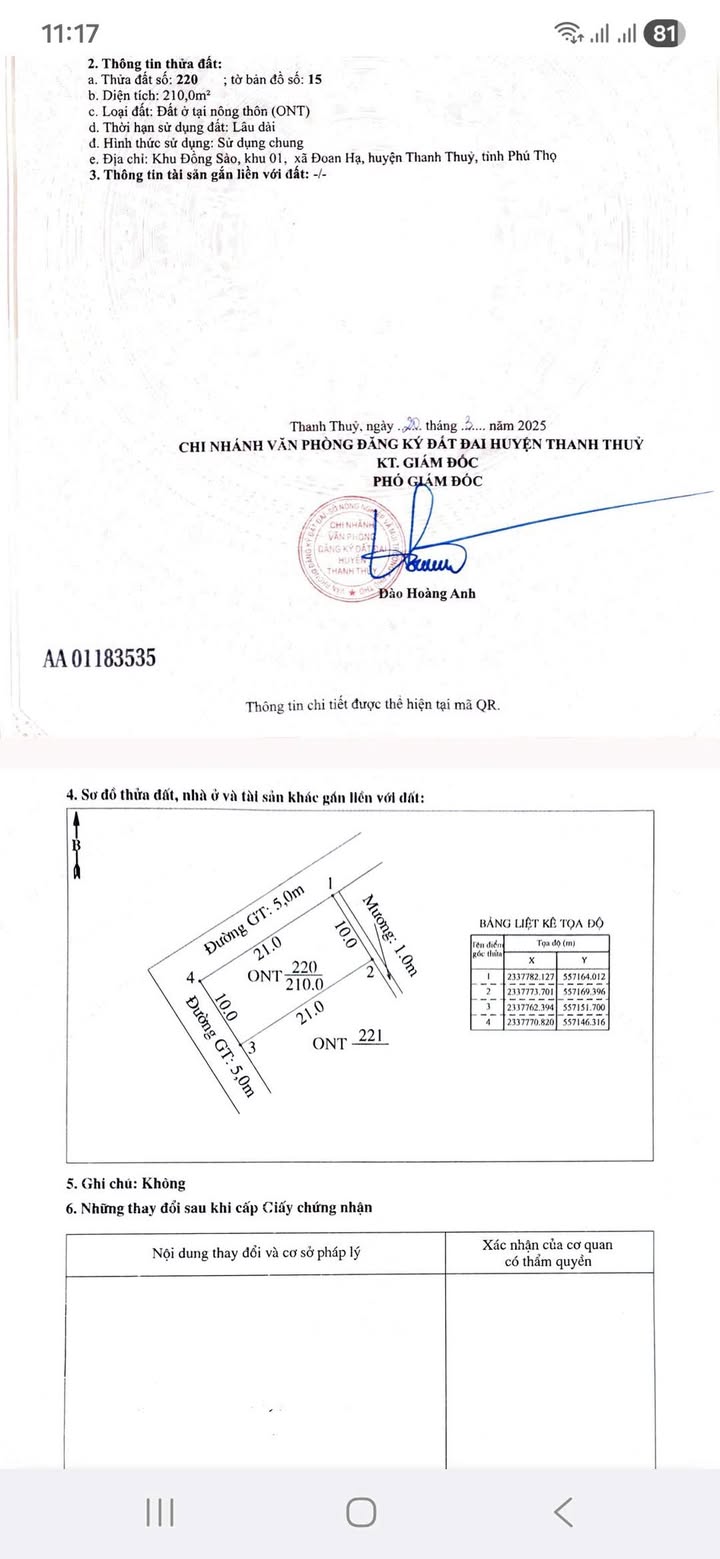 Đất nền Khu Đồng Sào, Đoan Hạ, Thanh Thuỷ 210m² - Lô góc 2 mặt tiền cực hiếm!