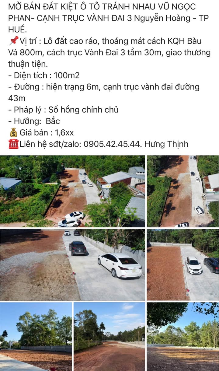 Đất nền Vũ Ngọc Phan TP Huế 100m² giá 1.6 tỷ - Địa điểm giao thương thuận lợi!
