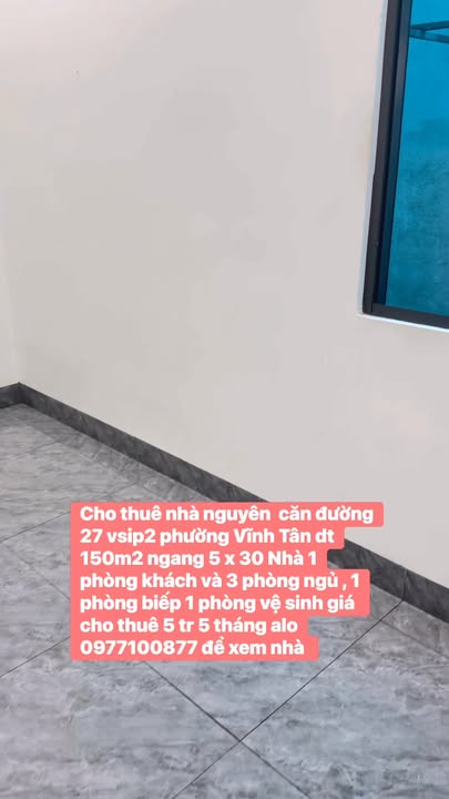 Nhà nguyên căn cho thuê tại đường 27, Vĩnh Tân 150m² - Tiện nghi đầy đủ, giá chỉ 5.5 triệu!