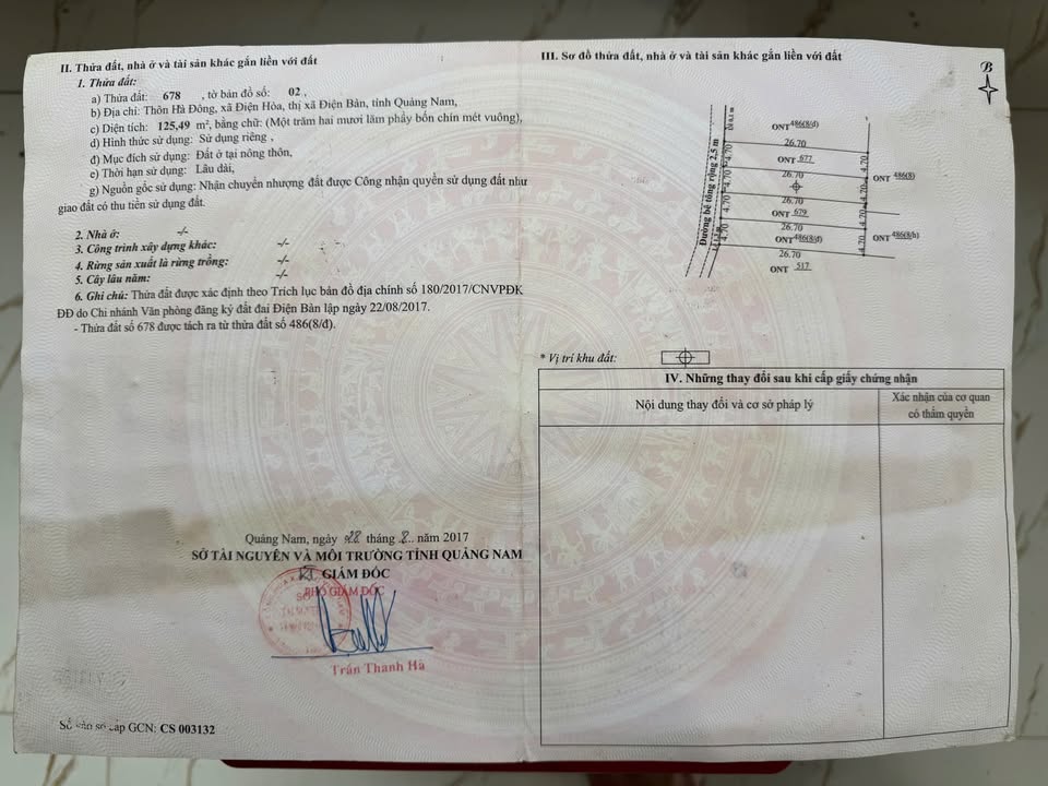 Đất thổ cư Điện Hòa 125m² giá chỉ 1.5 tỷ - Pháp lý rõ ràng!