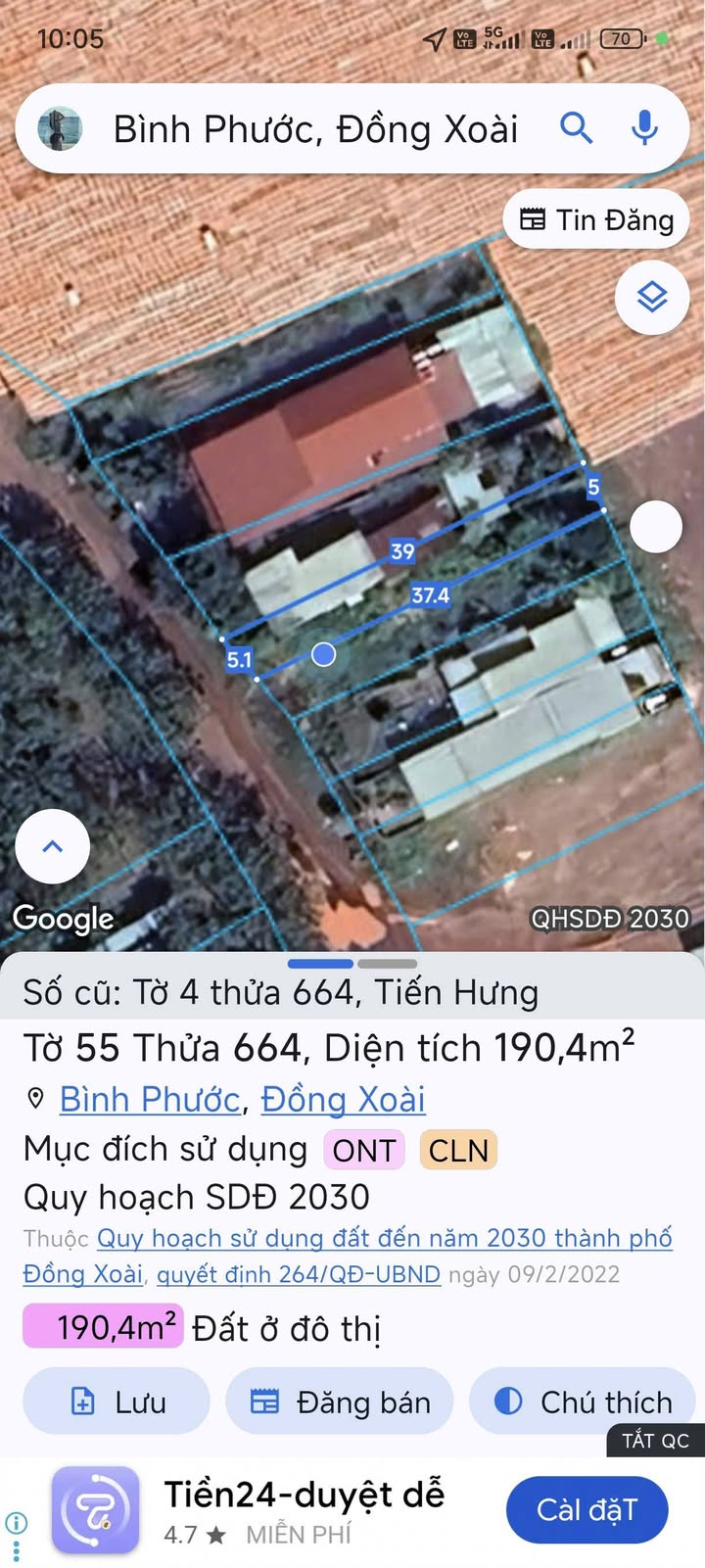 Đất nền 195m² đường nhựa Thành Phố Thuận An - Giá 800 triệu, chính chủ!