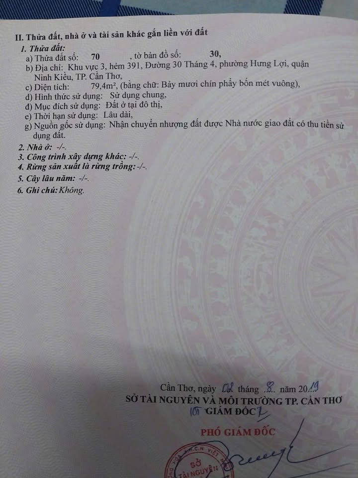 Đất nền hẻm 391 Đường 30/4, Quận Ninh Kiều, 79m² giá 2.39 tỷ - Pháp lý rõ ràng, đầu tư sinh lời!