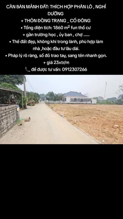 Đất thổ cư 1860m² Thôn Đồng Trạng, Sơn Tây giá 42.78 tỷ - Đầu tư sinh lời!