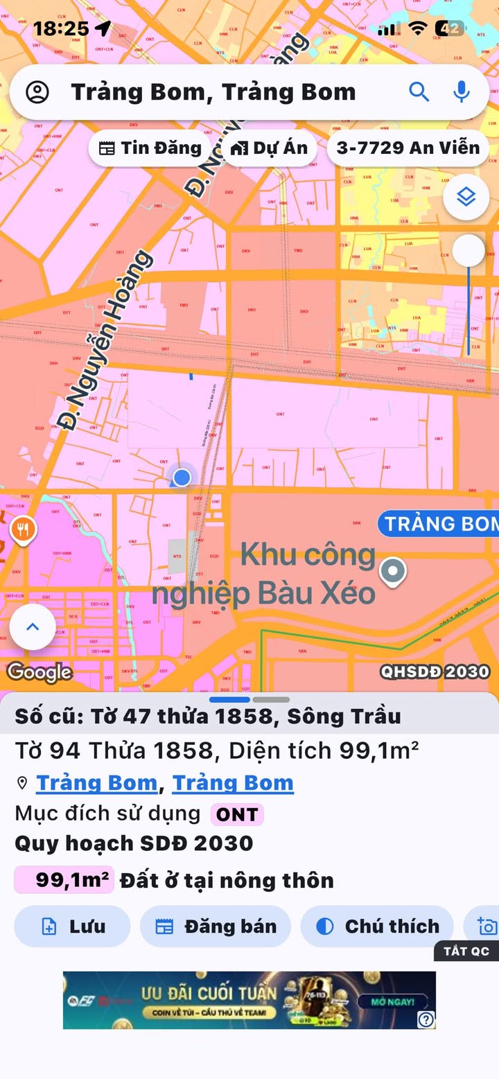 Đất nền 100m² tại Thị trấn Trảng Bom, giá tốt - Đầu tư sinh lời!