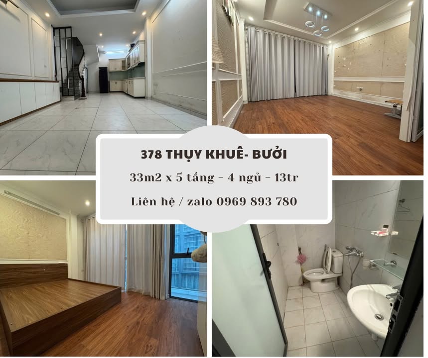 Nhà cho thuê 5 tầng ngõ 378 Thụy Khuê, Tây Hồ - 4 phòng ngủ chỉ 13 triệu/tháng!