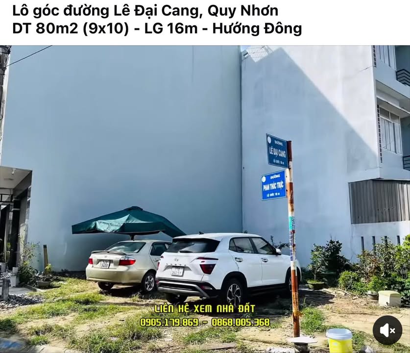 Đất nền lô góc đường Lê Đại Cang, Quy Nhơn 80m² - Hướng Đông, giá 4 tỷ hấp dẫn!