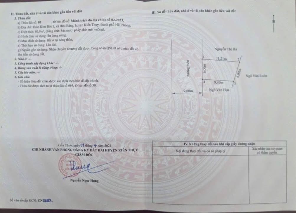 Đất nền tại Kim Đới 1, Kiến Thụy, Hải Phòng 60,9m² - Tiềm năng phát triển cao!