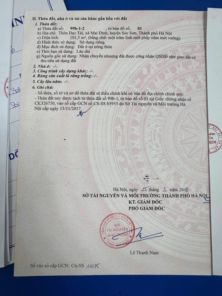 Đất thổ cư Đạc Tài - Sóc Sơn - 101.5m² - Tặng nhà cấp 4 ngay trung tâm!